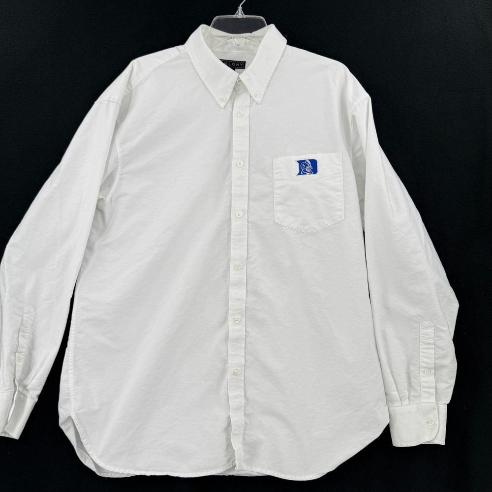 Colony Duke Blue Devils Oxford Shirt Mens Large White Button Down Long Sleeve